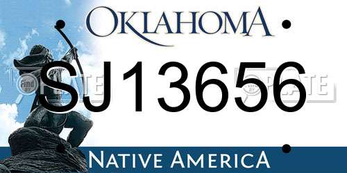 SJ13656 Oklahoma License Plate