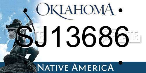 SJ13686 Oklahoma License Plate
