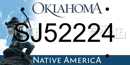SJ52224 Oklahoma License Plate