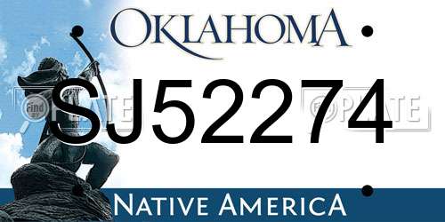 SJ52274 Oklahoma License Plate