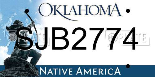 SJB2774 Oklahoma License Plate