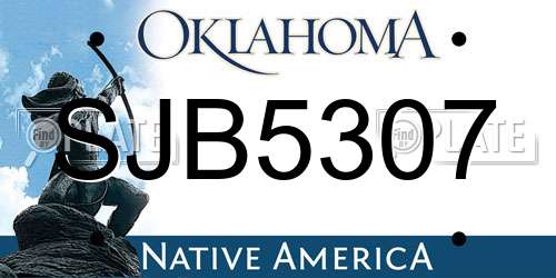 SJB5307 Oklahoma License Plate