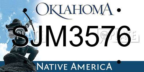 SJM3576 Oklahoma License Plate