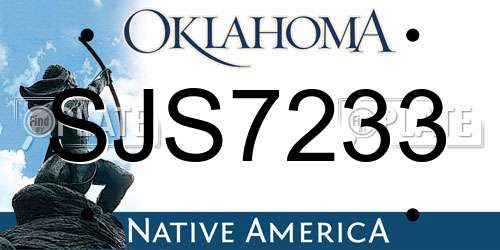 SJS7233 Oklahoma License Plate