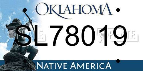 SL78019 Oklahoma License Plate