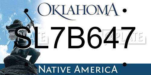 SL7B647 Oklahoma License Plate