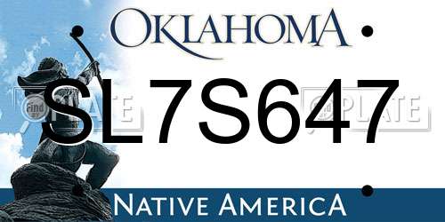 SL7S647 Oklahoma License Plate