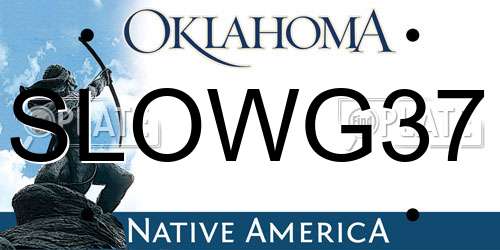 SLOWG37 Oklahoma License Plate
