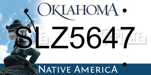 SLZ5647 Oklahoma License Plate