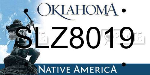 SLZ8019 Oklahoma License Plate