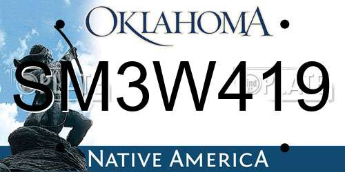 SM3W419 Oklahoma License Plate