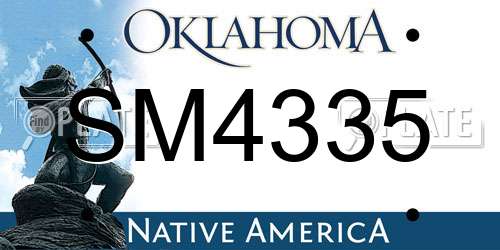 SM4335 Oklahoma License Plate