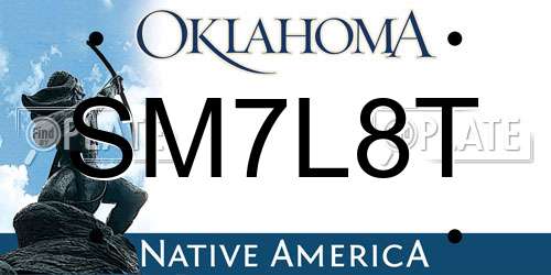 SM7L8T Oklahoma License Plate