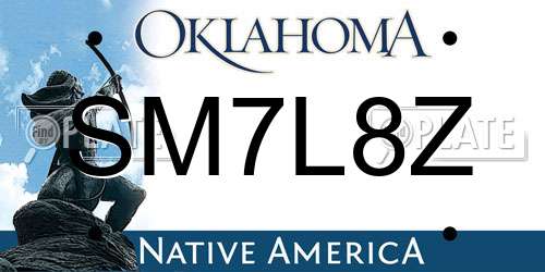 SM7L8Z Oklahoma License Plate
