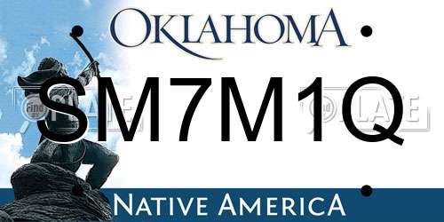 SM7M1Q Oklahoma License Plate