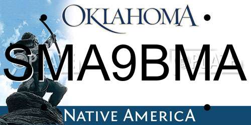 SMA9BMA Oklahoma License Plate
