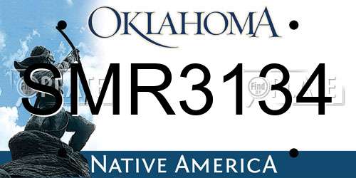 SMR3134 Oklahoma License Plate