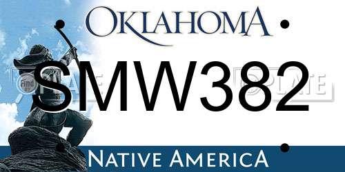 SMW382 Oklahoma License Plate