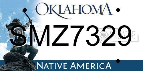 SMZ7329 Oklahoma License Plate