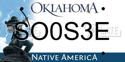 SO0S3E Oklahoma License Plate