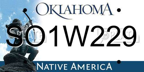 SO1W229 Oklahoma License Plate