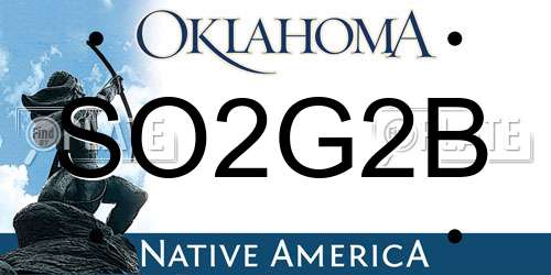 SO2G2B Oklahoma License Plate