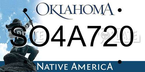 SO4A720 Oklahoma License Plate