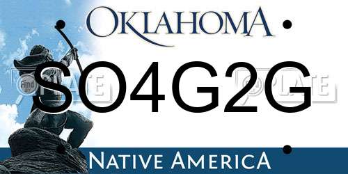 SO4G2G Oklahoma License Plate
