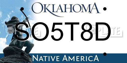 SO5T8D Oklahoma License Plate
