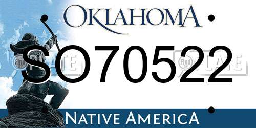 SO70522 Oklahoma License Plate