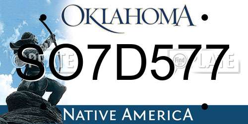 SO7D577 Oklahoma License Plate