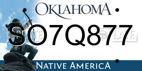 SO7Q877 Oklahoma License Plate
