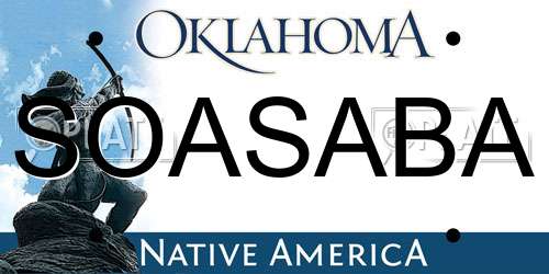 SOASABA Oklahoma License Plate