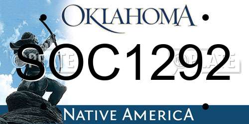 SOC1292 Oklahoma License Plate