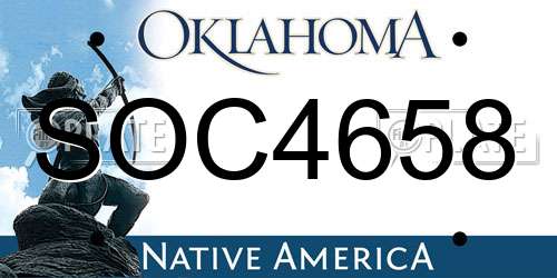 SOC4658 Oklahoma License Plate