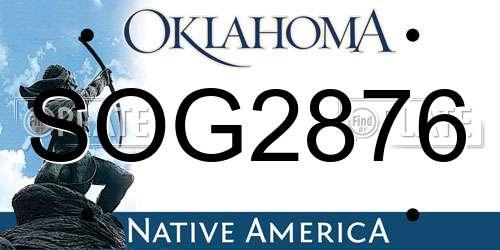 SOG2876 Oklahoma License Plate