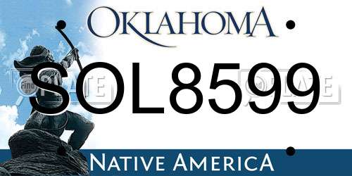 SOL8599 Oklahoma License Plate