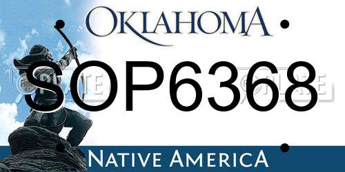 SOP6368 Oklahoma License Plate