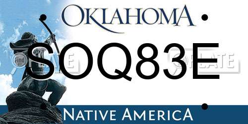 SOQ83E Oklahoma License Plate