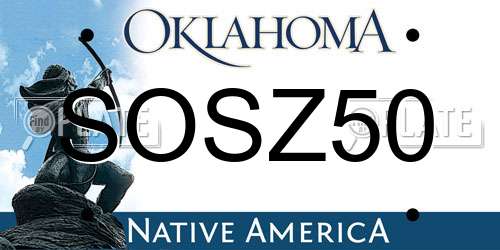 SOSZ50 Oklahoma License Plate