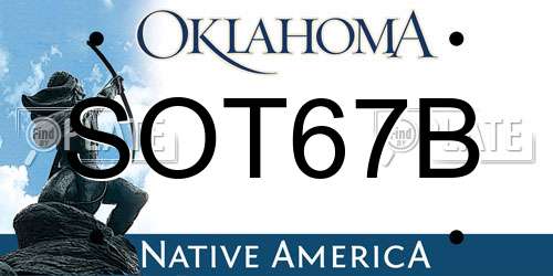 SOT67B Oklahoma License Plate