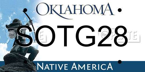 SOTG28 Oklahoma License Plate