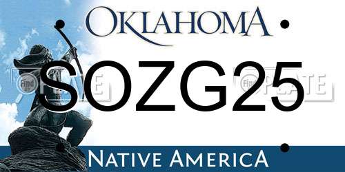 SOZG25 Oklahoma License Plate