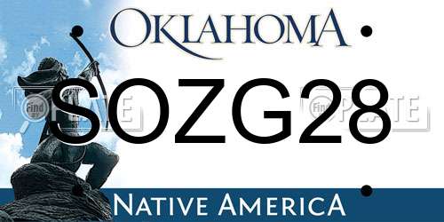 SOZG28 Oklahoma License Plate