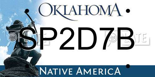 SP2D7B Oklahoma License Plate
