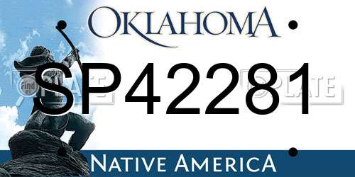 SP42281 Oklahoma License Plate