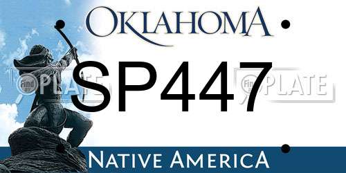SP447 Oklahoma License Plate