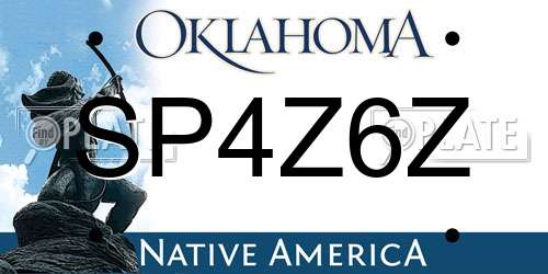 SP4Z6Z Oklahoma License Plate