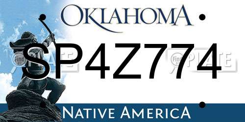 SP4Z774 Oklahoma License Plate