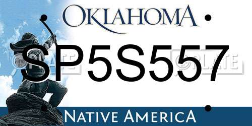 SP5S557 Oklahoma License Plate